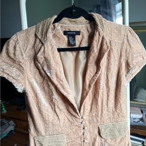 Arden B Y2K Textured Beige Short Sleeve Blazer